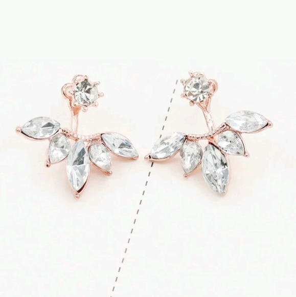 Rhinestone clear elegant small swing jacket dainty studs earrings 2/$30 - Picture 4 of 9